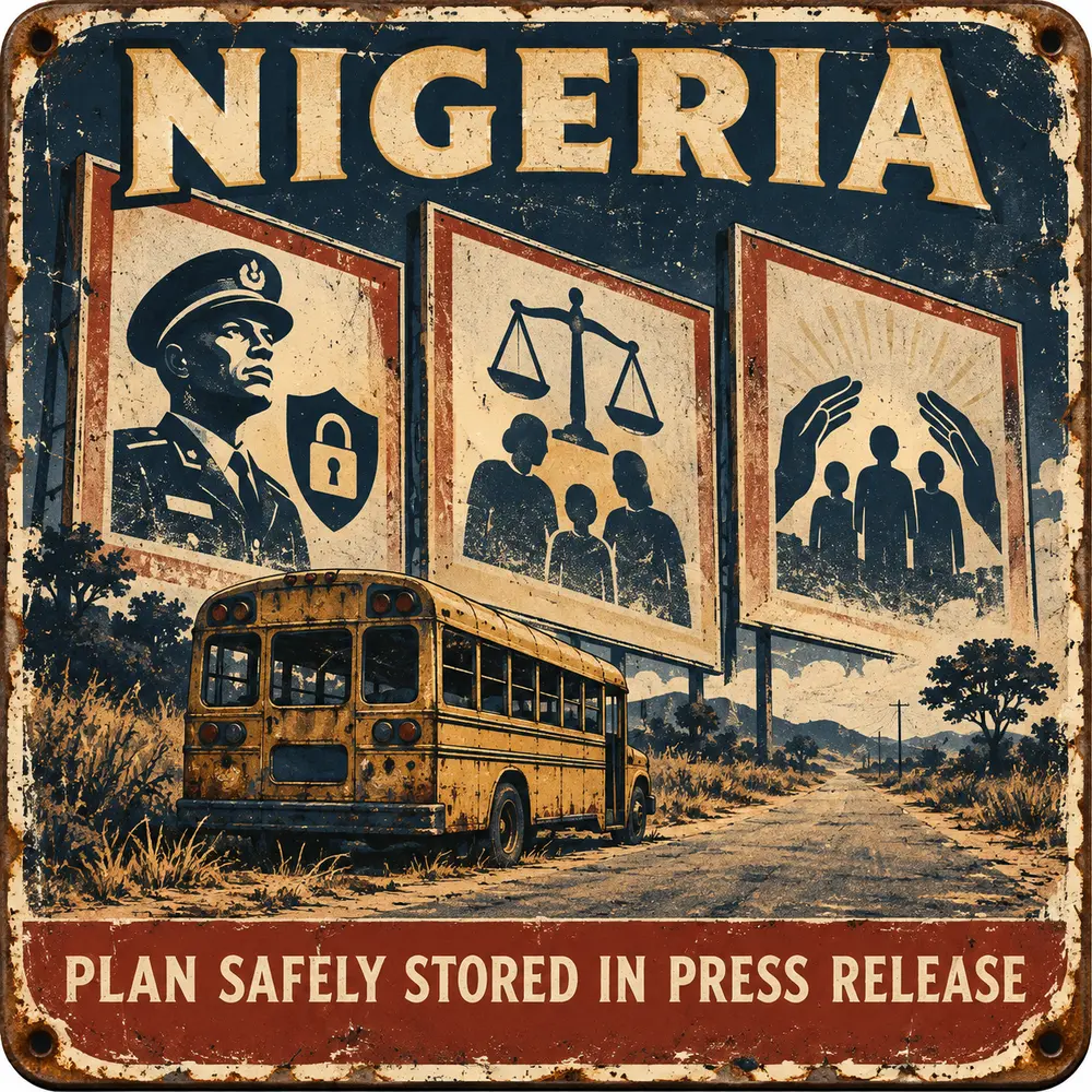 Satirical Blappos illustration: Mass kidnapping tests another promise