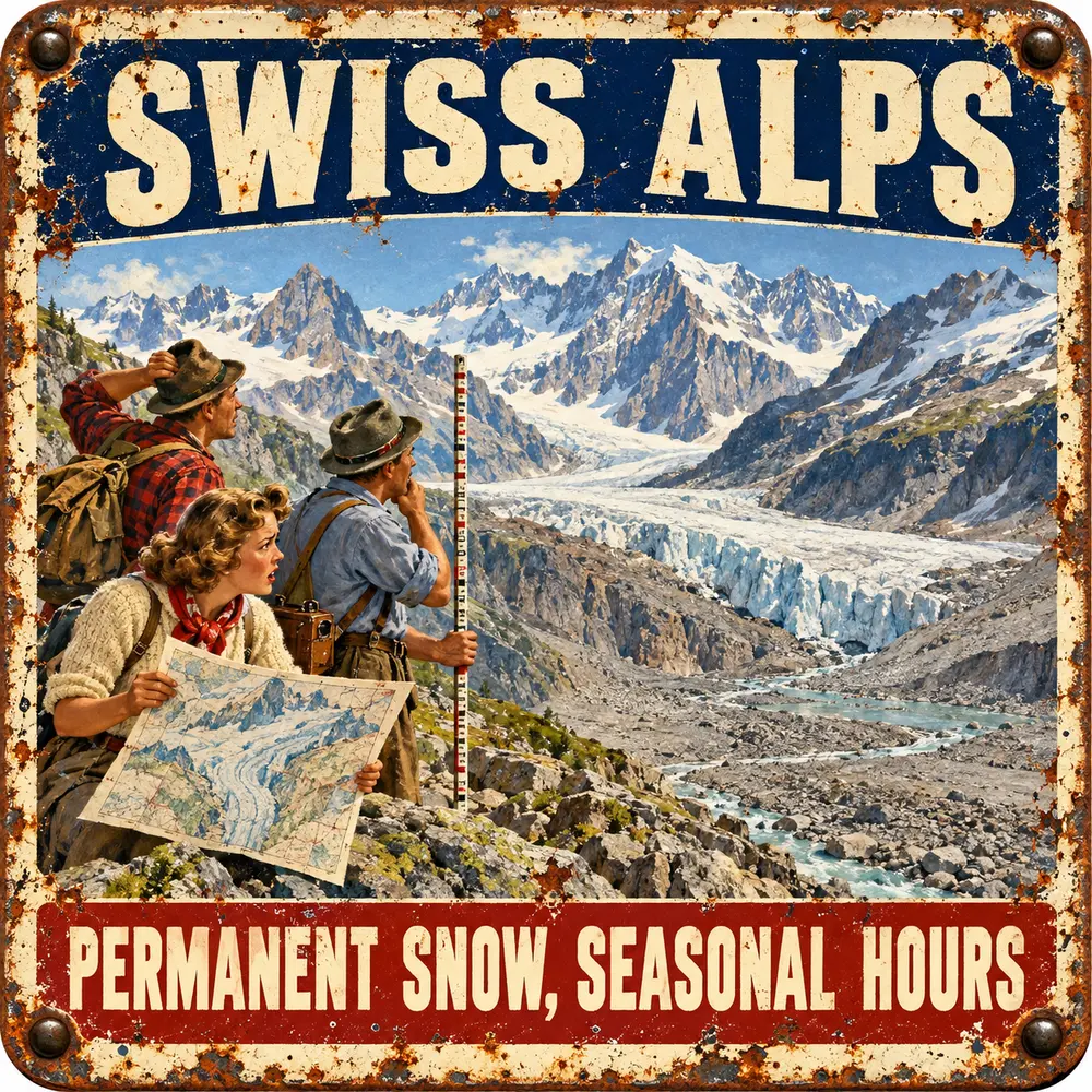 Satirical Blappos illustration: Swiss glaciers lose more than 5% of their ice in one year