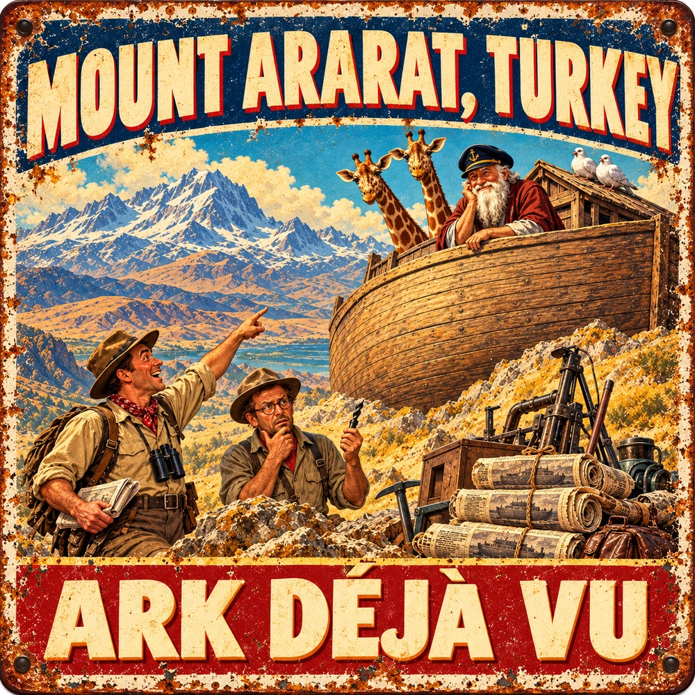 Satirical Blappos illustration: Ark Déjà Vu