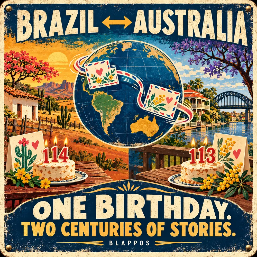 Satirical Blappos illustration: World’s two oldest men share a birthday one year apart and exchange greetings
