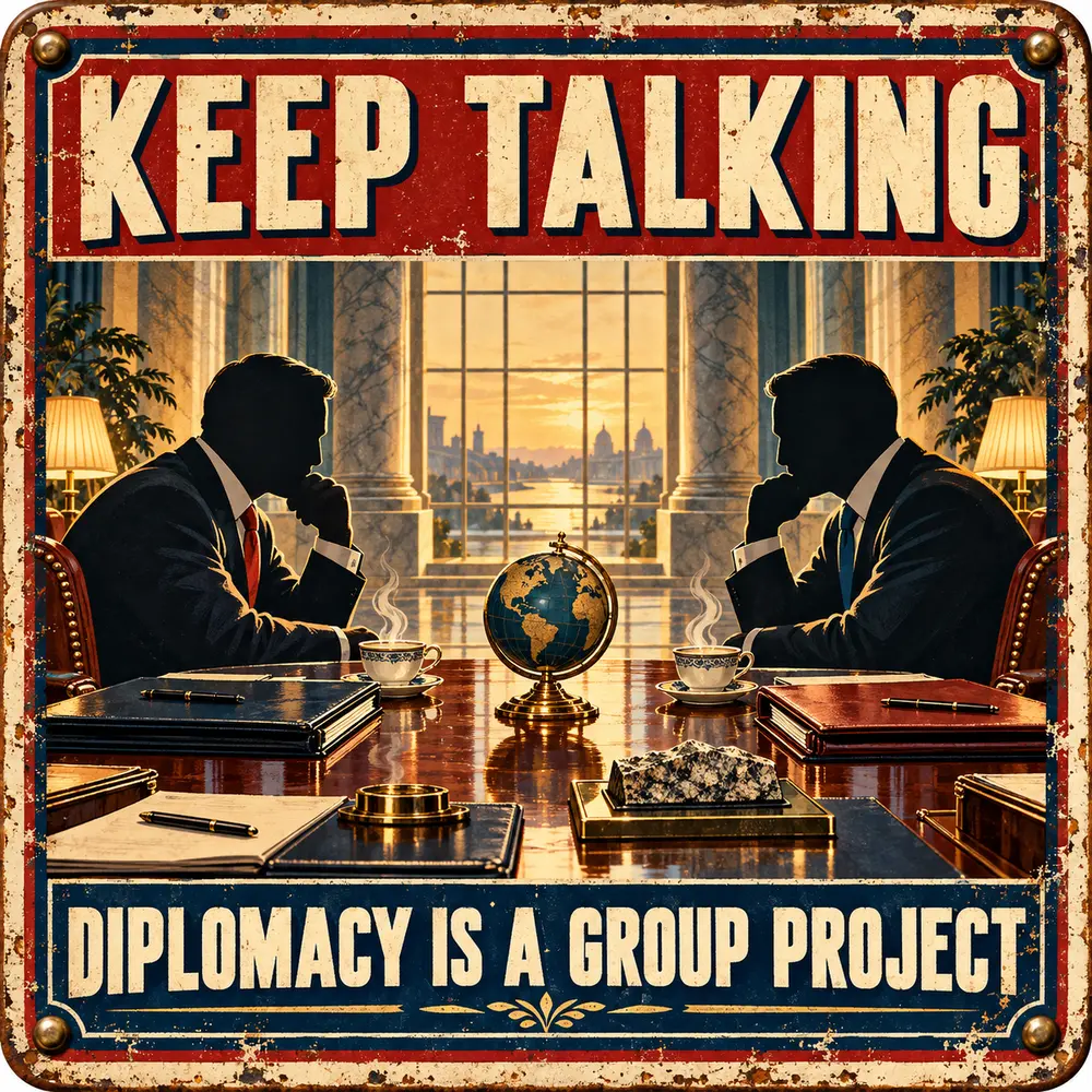Satirical Blappos illustration: U.S. and China pledge a more stable relationship after Washington summit