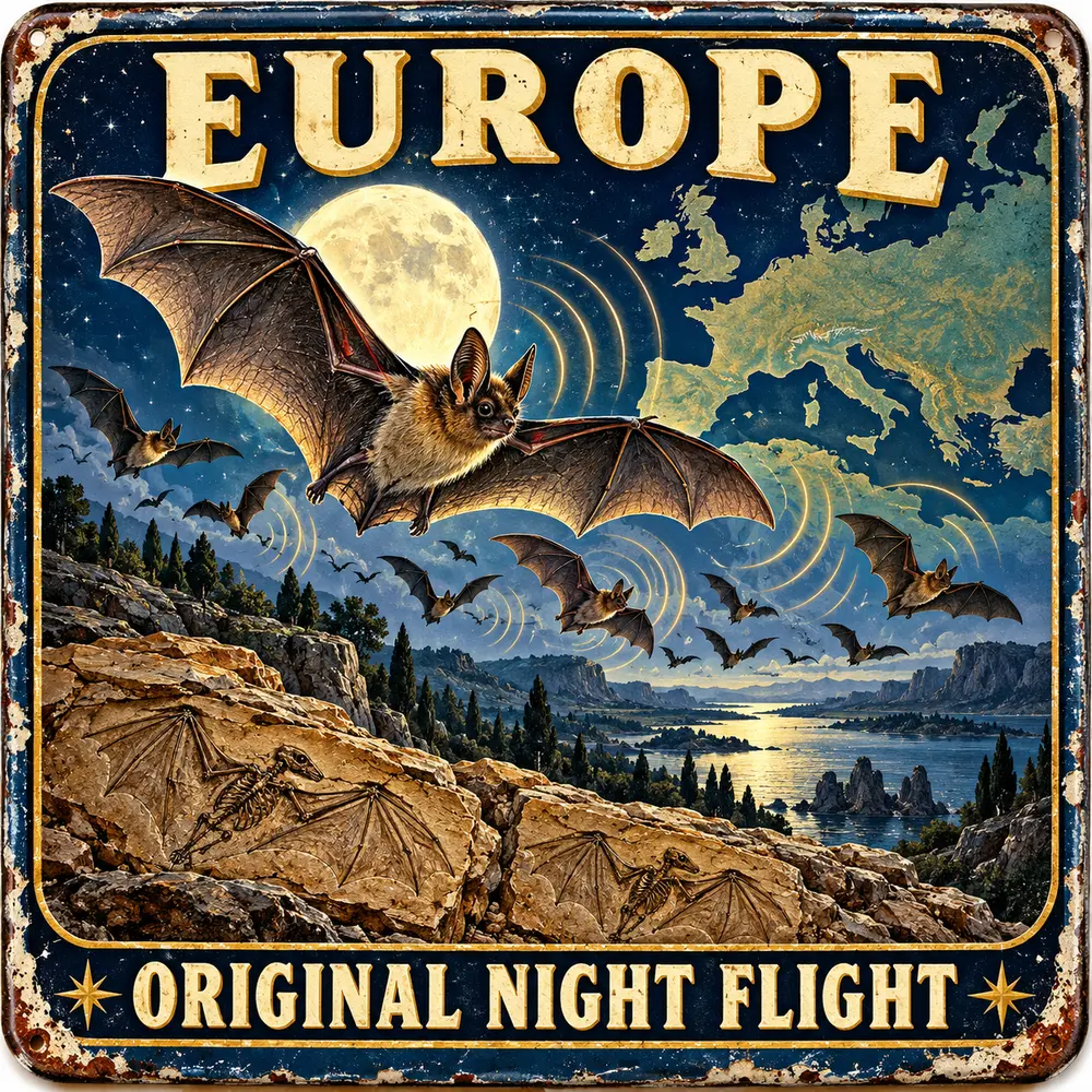 Satirical Blappos illustration: Largest bat genome-and-fossil study traces mammalian flight to ancient Europe
